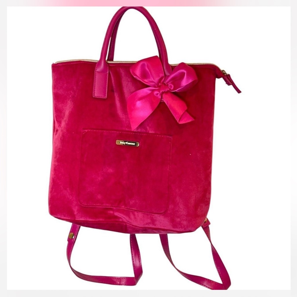 Juicy Couture Hot Pink‎ Velour Satin Bow Convertible Backpack